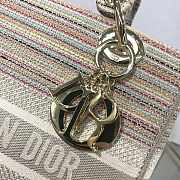 Dior Medium Lady D-Lite Bag Cloud Color Strips Gold Buckle Cannage Embroidery Size 24x20x11 cm - 3