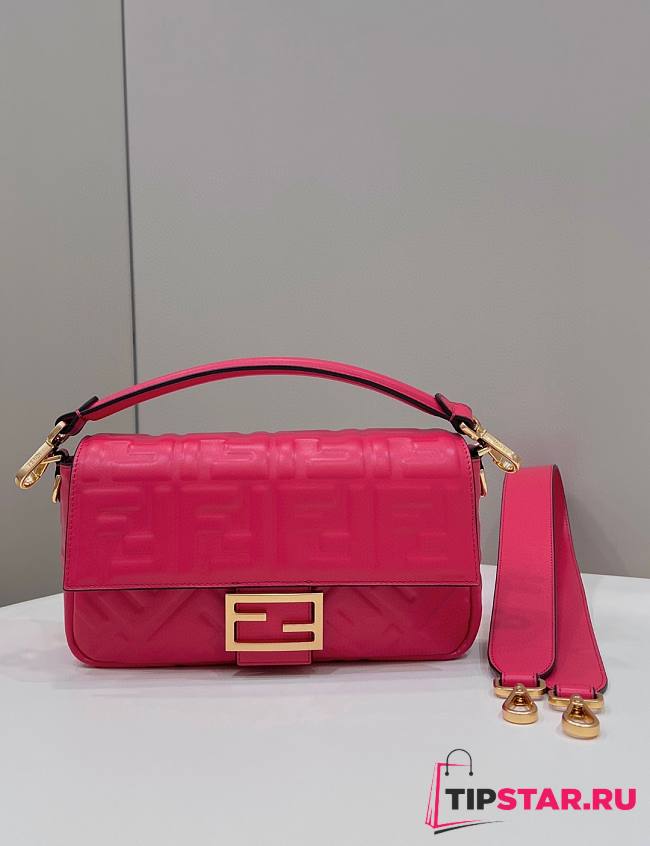 Fendi Baguette Nappa Hot Pink Leather Bag 27x15x6cm - 1