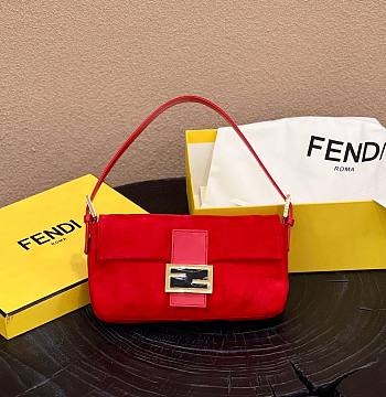 Fendi Baguette Shoulder Bag Red Size 25x4x12 cm