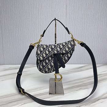 Dior Mini Saddle Bag With Strap Blue Dior Oblique Jacquard Size 19 x 16 x 5 cm