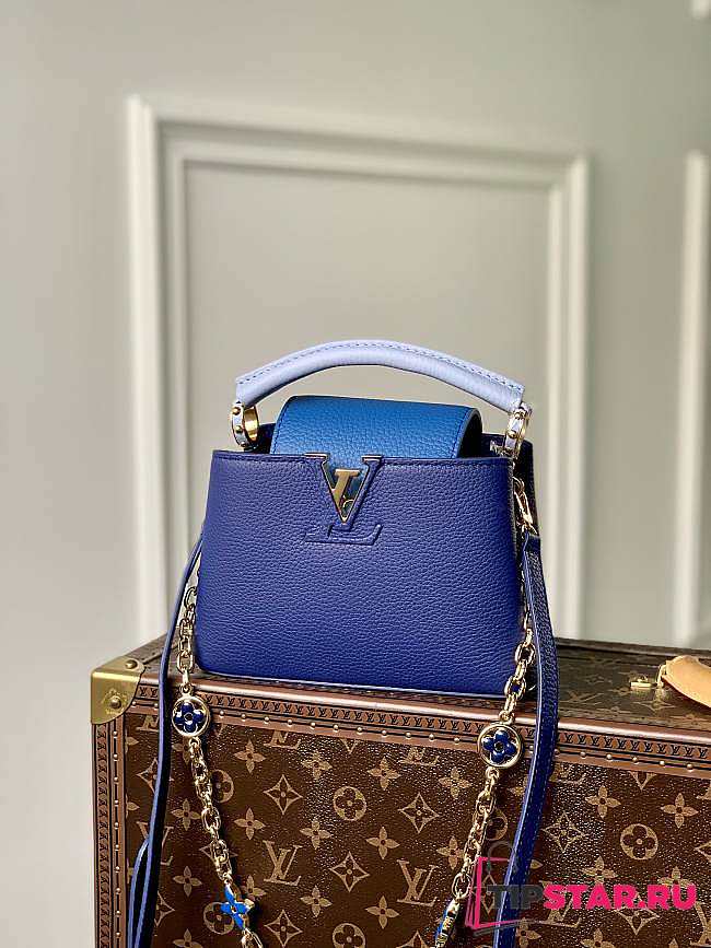 Louis Vuitton Capucines BB Blue Taurillon leather with chain Size 21 x 14 x 8cm - 1