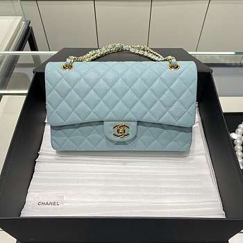Chanel Flap Light Blue Caviar Size 25 cm