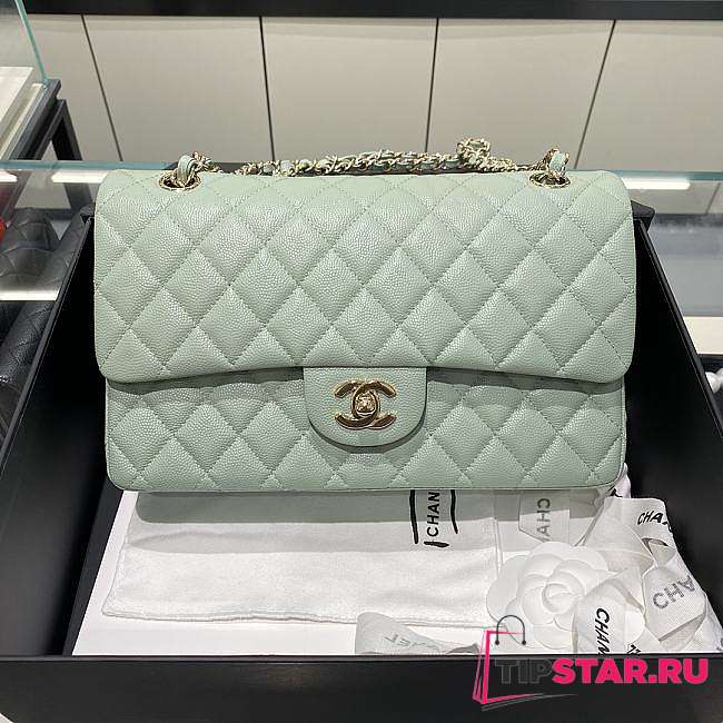 Chanel Flap Light Green Caviar Size 25 cm - 1