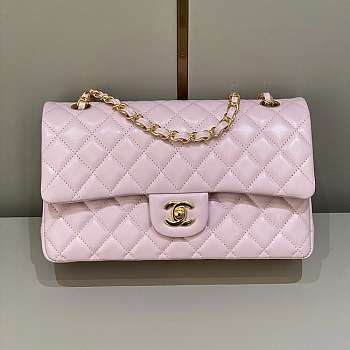 Chanel Flap Bag Lambskin Light Pink Gold Buckle Size 25 cm