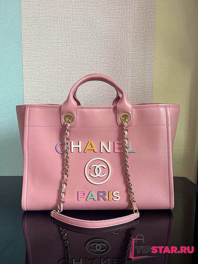Chanel Calfskin Leather Shopping Bag Pink Size 30x50x22 cm - 1