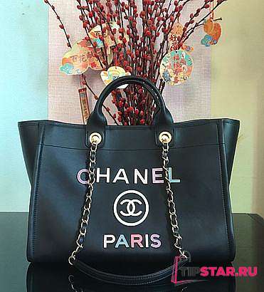 Chanel Calfskin Leather Shopping Bag Black Size 30x50x22 cm - 1