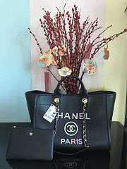 Chanel Calfskin Leather Shopping Bag Black Size 30x50x22 cm - 5