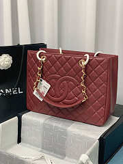 Chanel Tote Dark Red In Gold/Silver Hardware Size 24x33x13 cm - 3