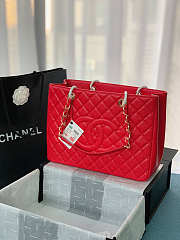 Chanel Tote Red In Gold/Silver Hardware Size 24x33x13 cm - 2
