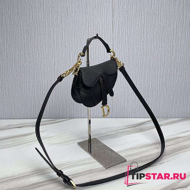 Dior Saddle Bag Mini Black With Strap Size 12 x 7.5 x 5 cm - 1