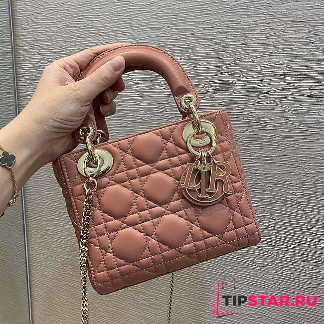 Dior Lady Peach Powder Color Bag Size 17 cm - 1