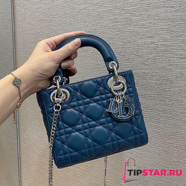 Dior Lady Ocean Blue Color Bag Size 17 cm - 1