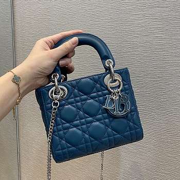 Dior Lady Ocean Blue Color Bag Size 17 cm