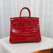 HERMES Birkin Bag Lipstick Red Braise Porosus Crocodile Gold Hardware Size 25 cm - 2