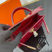 HERMES Birkin mini 19 cm Bag Lipstick Red Braise Porosus Crocodile Gold Hardware - 5