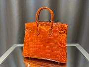 HERMES Birkin Bag Lipstick Orange Indienne Porosus Crocodile Gold Hardware Size 25 cm - 6