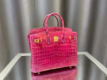 HERMES Birkin Bag Lipstick Pink Indienne Porosus Crocodile Gold Hardware Size 25 cm