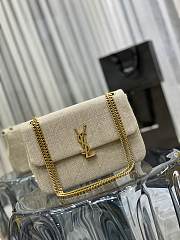 YSL Loulou Bag In Beige Matelasse Denim Canvas 634820 Size 24×15.5×6.5 cm - 5