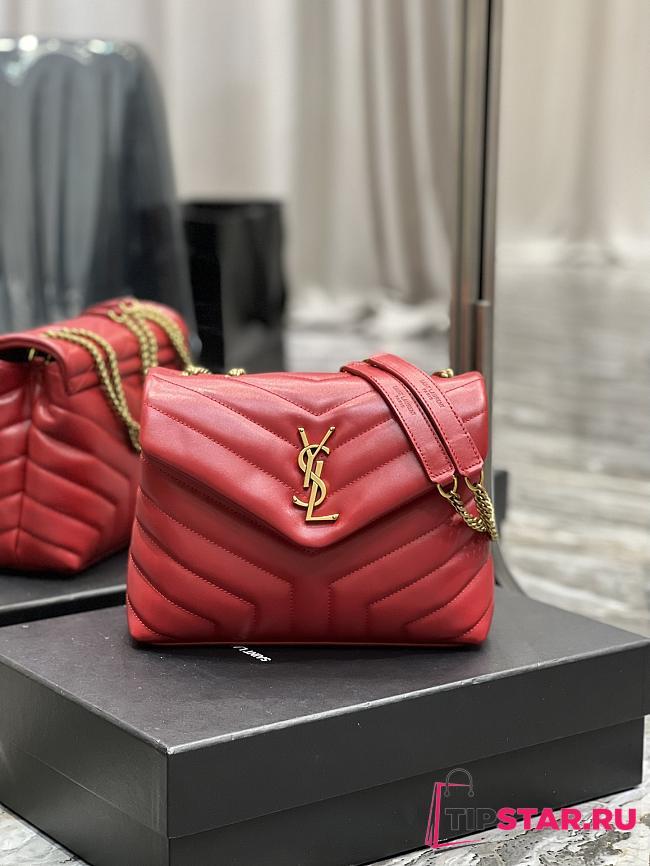 YSL Quilted Leather LouLou Bag In Red Size 25×17×9 cm - 1
