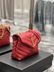 YSL Quilted Leather LouLou Bag In Red Size 25×17×9 cm - 4
