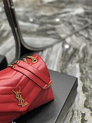 YSL Quilted Leather LouLou Bag In Red Size 25×17×9 cm - 3