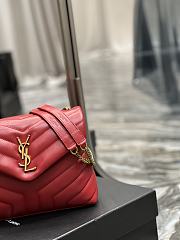 YSL Quilted Leather LouLou Bag In Red Size 25×17×9 cm - 2