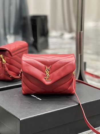 YSL Quilted Leather LouLou Bag In Red Size 20×14×7 cm