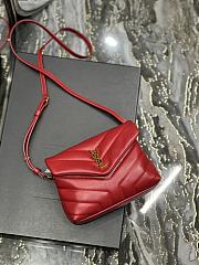 YSL Quilted Leather LouLou Bag In Red Size 20×14×7 cm - 6