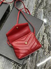 YSL Quilted Leather LouLou Bag In Red Size 20×14×7 cm - 5