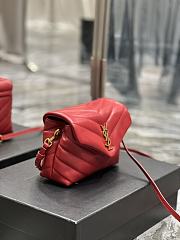 YSL Quilted Leather LouLou Bag In Red Size 20×14×7 cm - 4