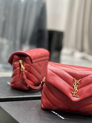 YSL Quilted Leather LouLou Bag In Red Size 20×14×7 cm - 3