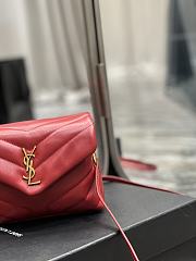 YSL Quilted Leather LouLou Bag In Red Size 20×14×7 cm - 2