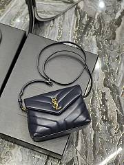 YSL Quilted Leather LouLou Bag In Blue Size 20×14×7 cm - 4