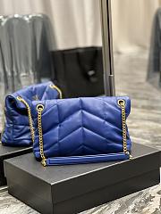 YSL Loulou Puffer Leather Shoulder Bag Blue Size 29x17x11 cm - 3