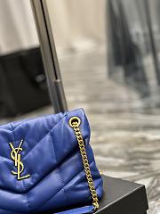 YSL Loulou Puffer Leather Shoulder Bag Blue Size 29x17x11 cm - 5