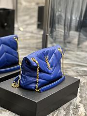 YSL Loulou Puffer Leather Shoulder Bag Blue Size 29x17x11 cm - 6