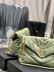 YSL LOULOU PUFFER calfskin Green Light Gold hardware Size 23×15.5×8.5 cm - 3