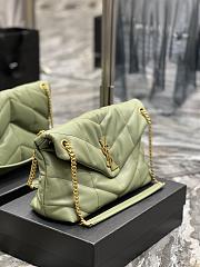 YSL LOULOU PUFFER calfskin Green Light Gold hardware Size 23×15.5×8.5 cm - 2