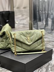 YSL LOULOU PUFFER calfskin Green Light Gold hardware Size 23×15.5×8.5 cm - 1