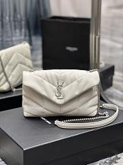 YSL LOULOU PUFFER calfskin White silver hardware Size 23×15.5×8.5 cm - 1