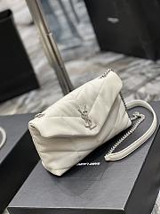 YSL LOULOU PUFFER calfskin White silver hardware Size 23×15.5×8.5 cm - 5