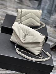 YSL LOULOU PUFFER calfskin White silver hardware Size 23×15.5×8.5 cm - 6