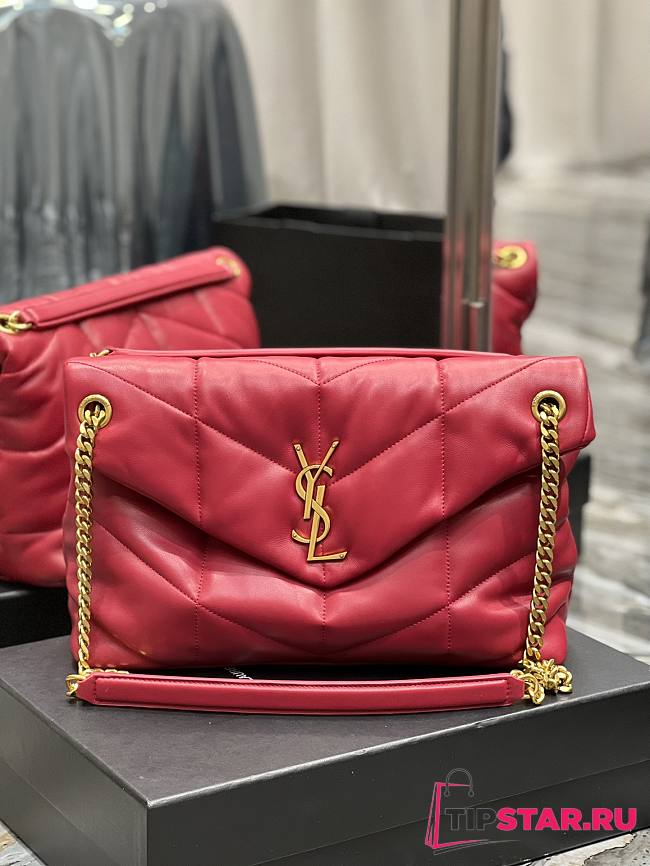 YSL LOULOU PUFFER calfskin Red Gold hardware Size 35x23x13.5 cm - 1