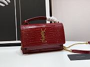 YSL Sunset Medium Teal Crocodile-effect Leather Shoulder Bag In Red 19x14x5.5 cm - 1