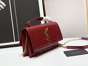 YSL Sunset Medium Teal Crocodile-effect Leather Shoulder Bag In Red 19x14x5.5 cm - 5