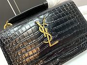 YSL Sunset Medium Teal Crocodile-effect Leather Shoulder Bag In Black 19x14x5.5 cm - 2