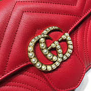 Gucci GG Marmont Pearl Chain Belt Bag Red Size 17 x 22 x 10 cm - 2