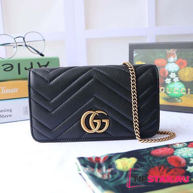 GUCCI GG MARMONT MINI BAG BLACK 488426 SIZE 18 CM - 1