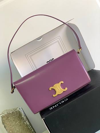 Celine Trapeze Triomphe Bag in Shiny Calfskinsable purple 26.2x14.5x2 cm