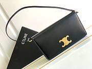 Celine Trapeze Triomphe Bag in Shiny Calfskinsable Black 26.2x14.5x2 cm - 1